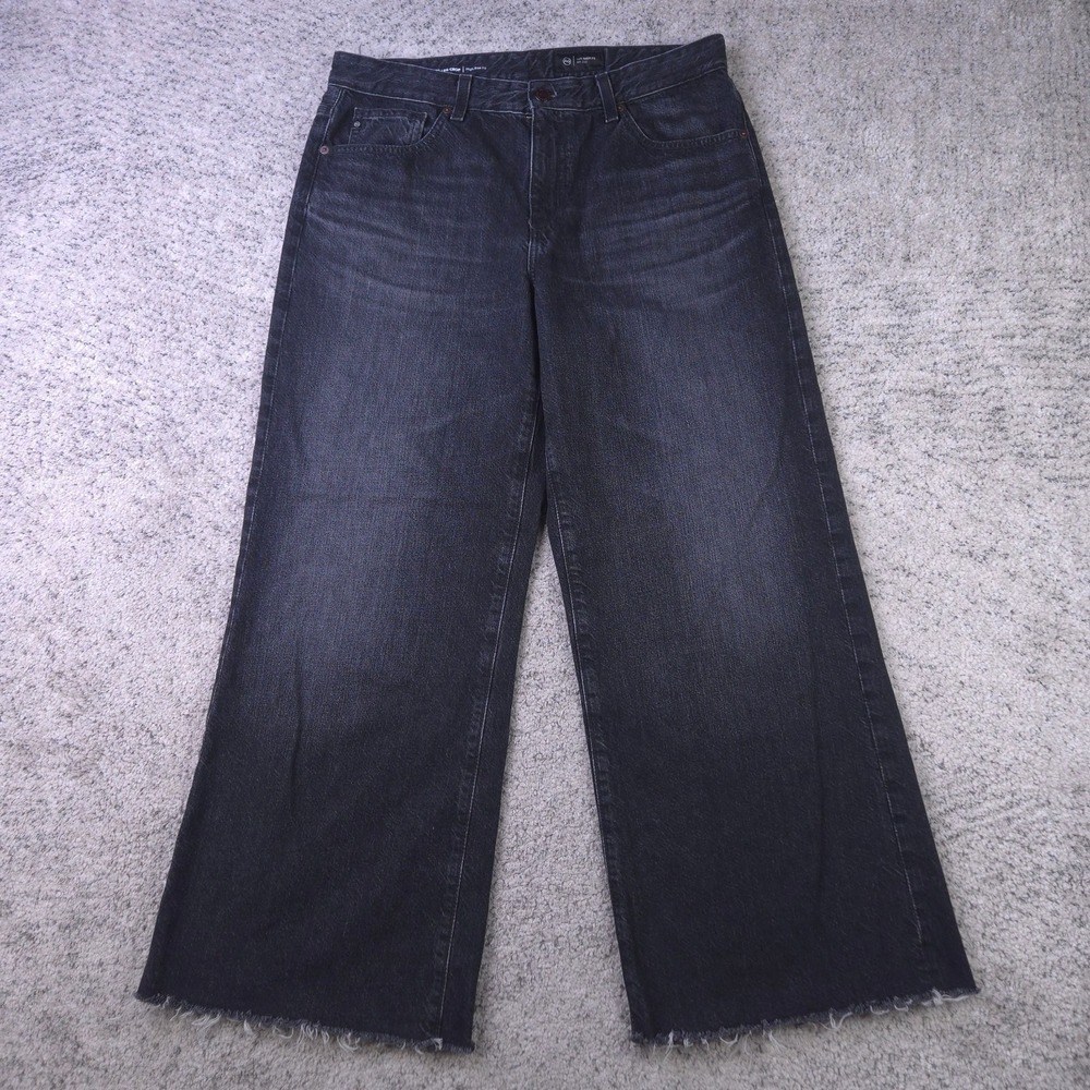 AG Saige Wide Leg Crop Jeans Womens 30 High Rise Black Adriano Goldschmied
